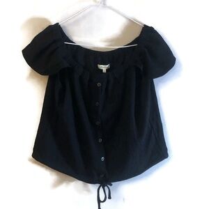 Madewell NWT Texture & Thread Off-the-Shoulder Top Blouse Cotton Blend Sz L